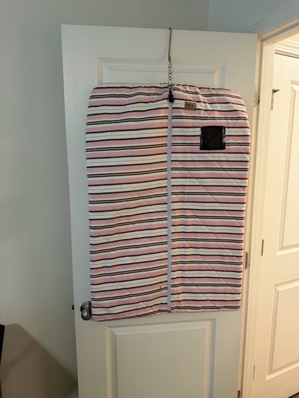 Striped Pink Brown and White Equestrian Garment Bag